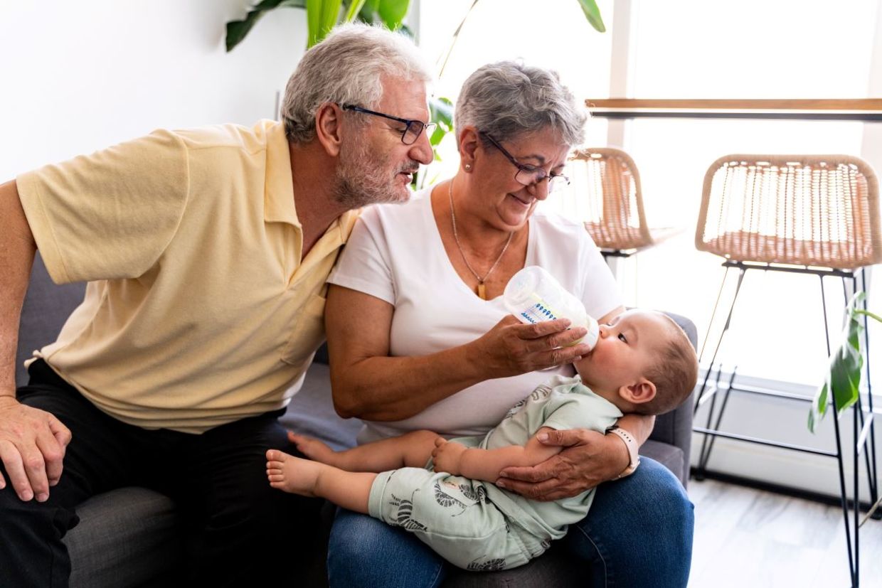 Grandparents babysitting their granschild. Grandparents babysitting their granschild.