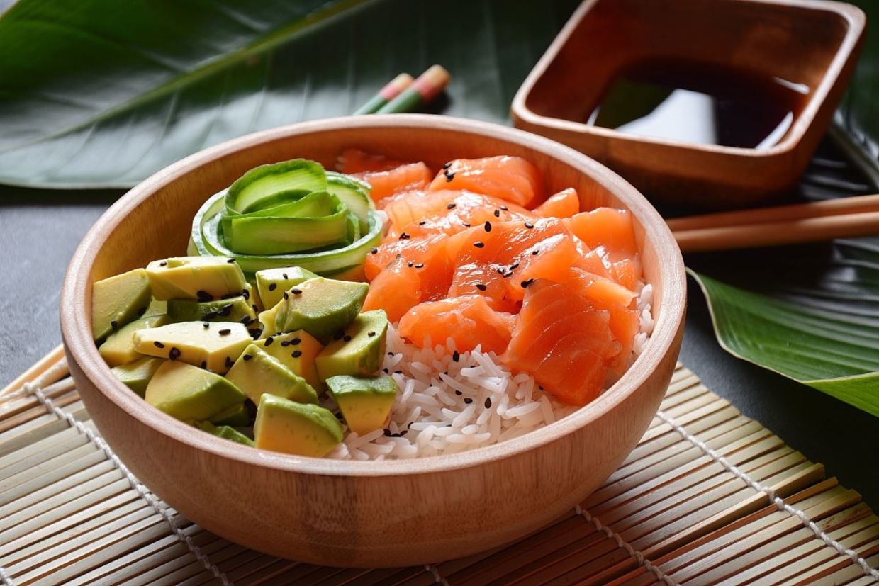 Avocado poke bowl. Avocado poke bowl.