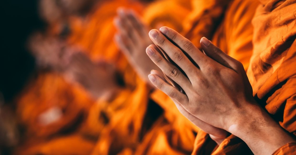 Buddhist monks chanting. Buddhist monks chanting.