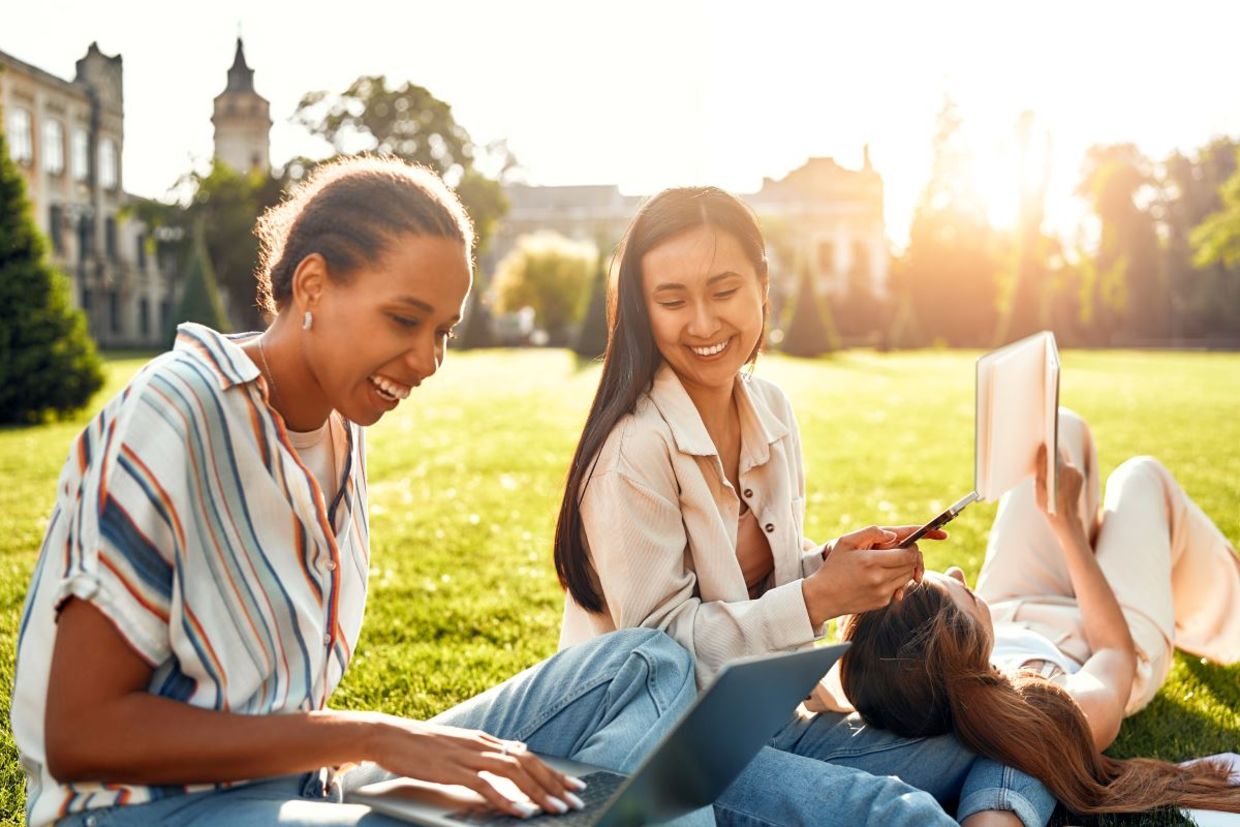 Reading in the park. Reading in the park.