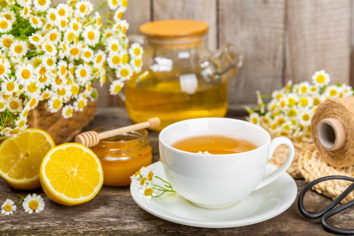 Enjoy a calming cup of chamomile tea. Enjoy a calming cup of chamomile tea.