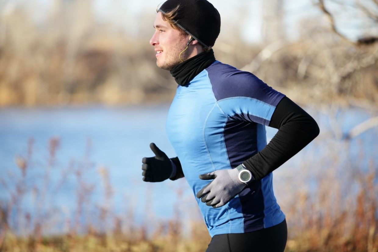 Runner wearing electronic clothing. Runner wearing electronic clothing.
