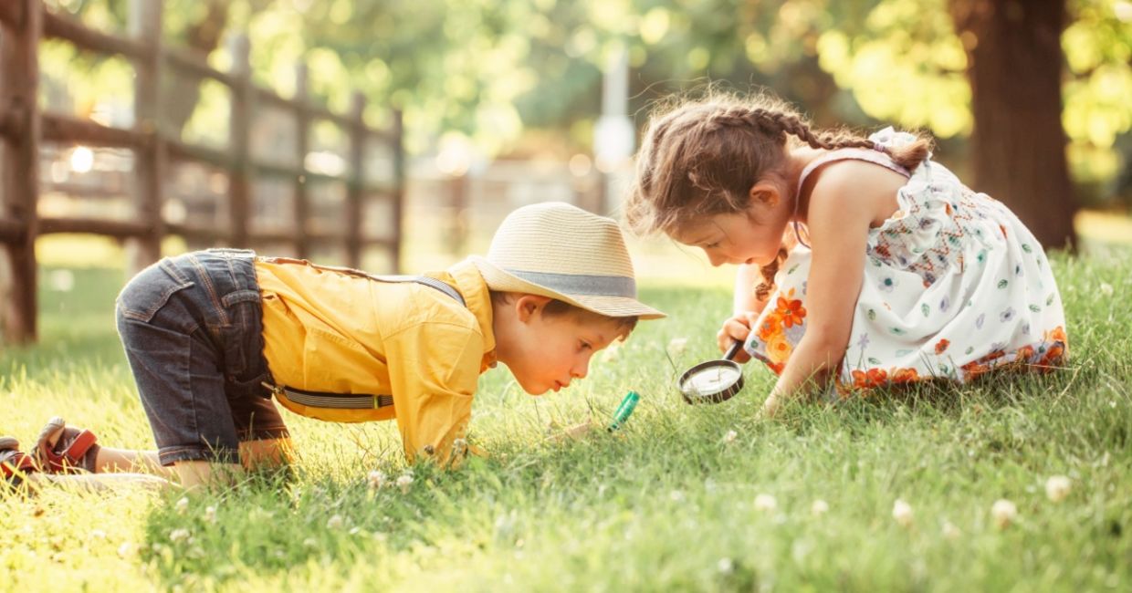 Curious children out exploring. Curious children out exploring.