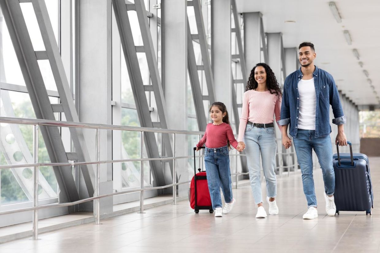 A family going on vacation. A family going on vacation.